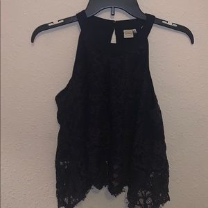 Navy blue racer back tank top.